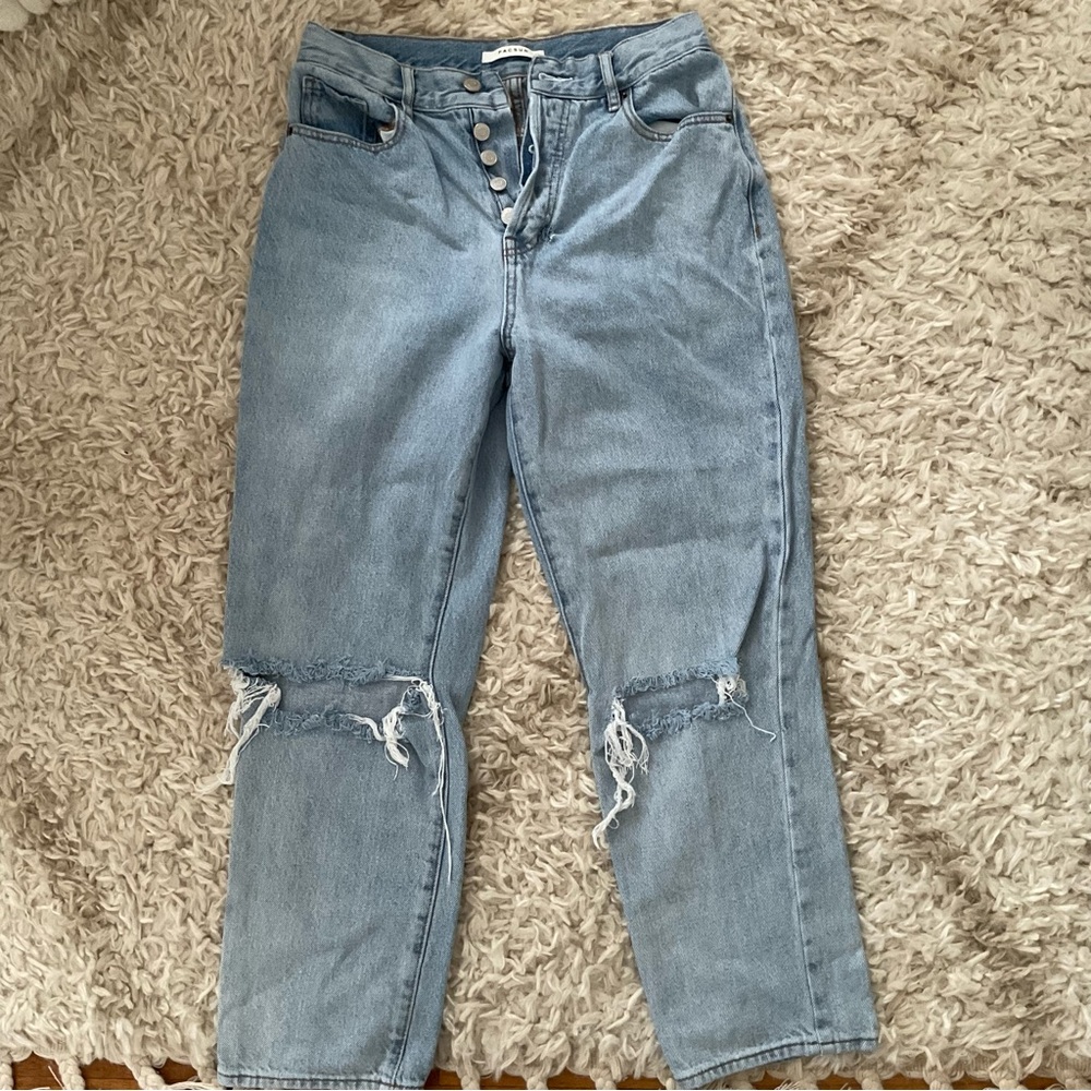 PacSun Light Blue Ripped Hi-Rise Straight Jeans
